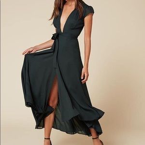 Reformation Laura dress in hunter green